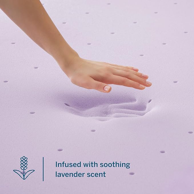 Lucid 3 Inch Lavender Infused Memory Foam Mattress Topper - Ventilated Design – Pressure Relieving Bed Topper - Mattress Pad – CertiPur Certified - King Size