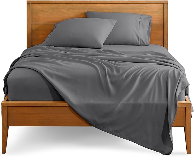 Bare Home Twin Sheet Set - 1800 Ultra-Soft Microfiber Twin Bed Sheets - Double Brushed - Deep Pockets - Easy Fit - Extra Soft - 3 Piece Set - Bedding Sheets & Pillowcases (Twin, Grey)