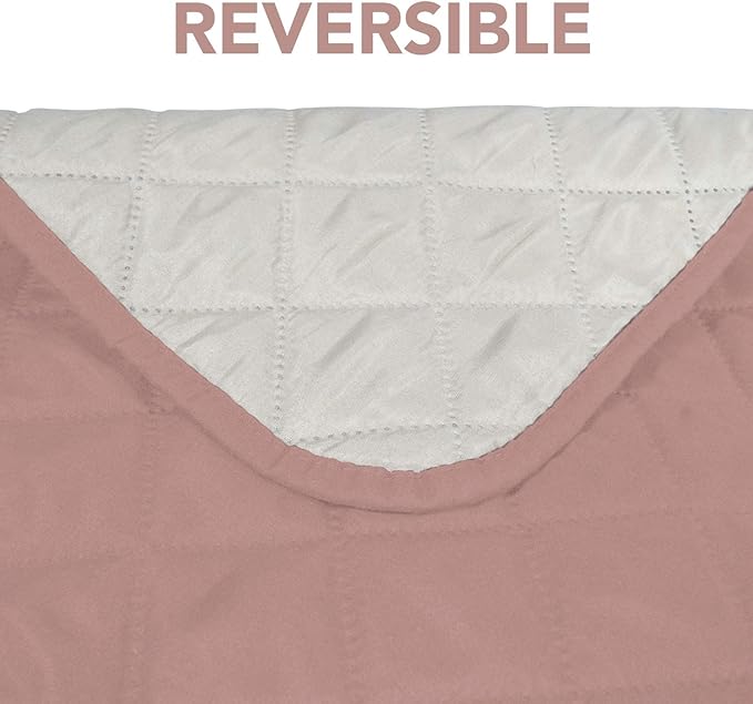 PureFit Reversible Sofa Cover Water Resistant Chair Couch Cover, Machine Washable Furniture Cover with Non-Slip Foam and Adjustable Strap for Dogs, Pets (Chair, Pink/Ivory)