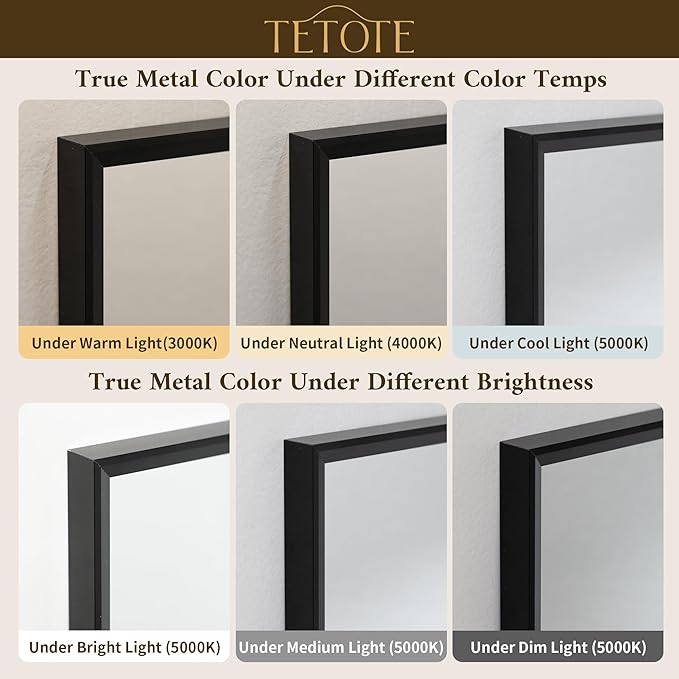 TETOTE Black Mirror for Bathroom Sink 30" x 36" Matte Black Beveled Metal Frame Bathroom Vanity Rectangle Mirror for Wall, Modern Farmhouse, Tempered Glass, Shatterproof, Stronger Frame
