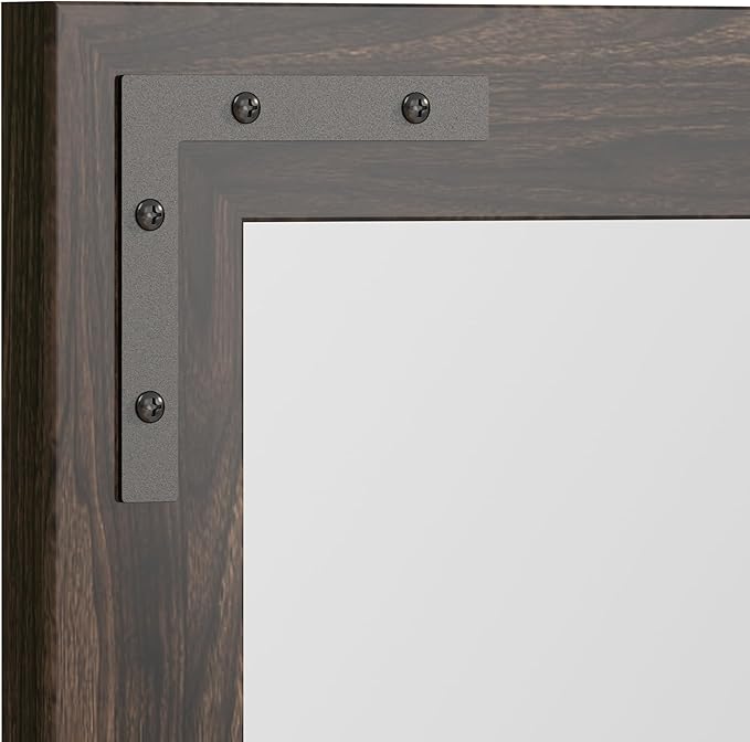 VocalStar Black Wood Framed Mirror 48 x 32 Inch, Rustic Natural Black Wooden Rectangle Bathroom Vanity Wall Mirror for Farmhouse Boho Decor, 1/4-inch Shatterproof Glass | Waterproof