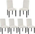 VECELO Upholstered Dining Chairs Set of 6, Fabric Wood Legs High Back for Kitchen Living Room, Beige
