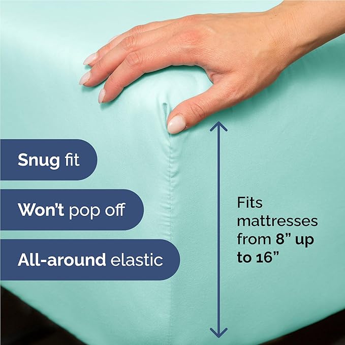 Full Size 4 Piece Sheet Set - Comfy Breathable & Cooling Bed Sheets Set - Hotel Luxury Bedding for Women, Men, Kids, Teens, Boys & Girls - Deep Pockets, Ultra-Soft, Wrinkle Free - Oeko-Tex - Spa Blue