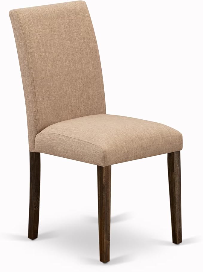East West Furniture V797AB747-7 7 Piece Kitchen Table Set Consist of a Rectangle Dining Table with V-Legs and 6 Light Sable Linen Fabric Parson Dining Chairs, 40x72 Inch, Multi-Color