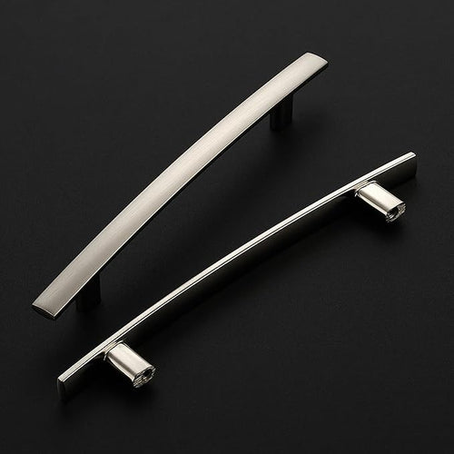 25 Pack Cabinet Handles 5" Hole Center - Curved Cabinet Pulls Brushed Nickel Drawer Pulls for Kitchen Cupboard Solid Hardware for Dresser Drawer Arch Hardware