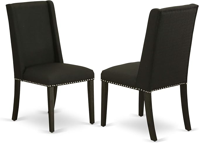 East West Furniture X677FL624-5 5 Piece Dining Room Furniture Set Includes a Rectangle Dining Table with X-Legs and 4 Black Linen Fabric Parsons Chairs, 40x72 Inch, Multi-Color