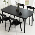 DELAVIN 47.2" Rectangle Solid Wood Dining Table, Modern Kitchen Table, Oak Dining Room Table, Easy Assembly, Black