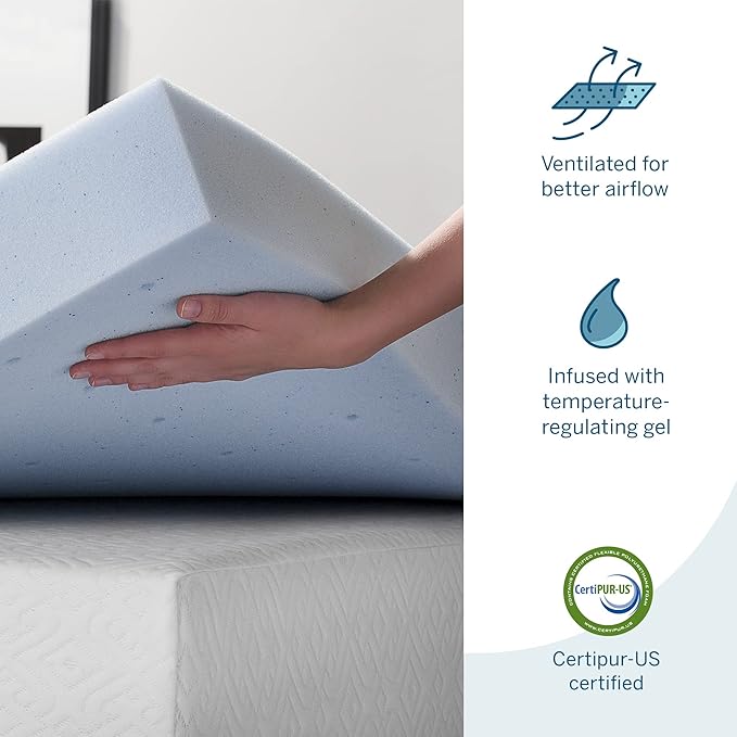 LUCID - LU40FF30GT 4 Inch Gel Memory Foam Mattress Topper-Ventilated Design-Ultra Plush-Full