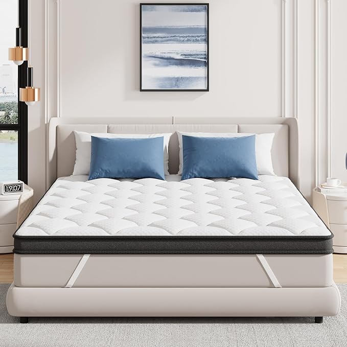 ELEMUSE 3 Inch Full Memory Foam Mattress Topper, High Density Gel Foam Bed Toppers with Cooling Pillowtop for Back Pain Relief, Medium Firm Mattress Pad for Comfort Body Support