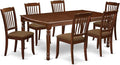 East West Furniture DODA7-MAH-C 7 Piece Modern Dining Table Set Consist of a Rectangle Wooden Table with Butterfly Leaf and 6 Linen Fabric Dining Room Chairs, 42x78 Inch, Mahogany