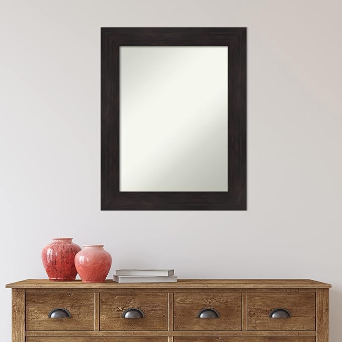 Amanti Art Silver Bathroom Mirror for Over Sink, 26x20 Florence Silver Rectangle Vanity Mirror, Medium Casual Frame, Hangs Horizonally and Vertically, Bathroom Wall Decor, Non-Beveled Edge