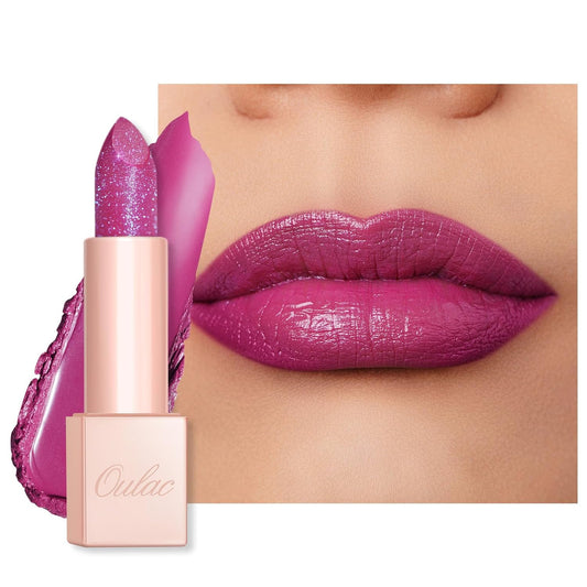 Oulac Moisturizing Purple Lipstick for Women - Tinted Lip Balm Infused with Shea Butter, Shiny & Lightweight Lip Makeup, Vegan & Gluten Free, PG08 Aquatic