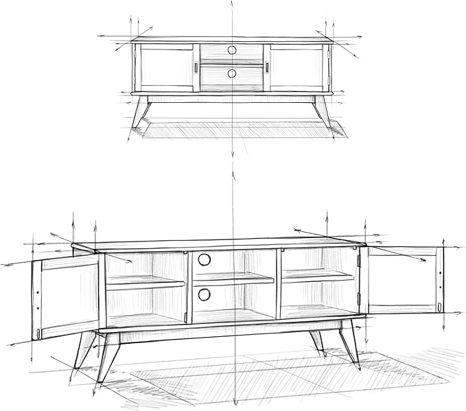 SIMPLIHOME Draper SOLID HARDWOOD 60 inch Wide Mid Century Modern TV Media Stand in Medium Auburn Brown For TVs up to 65 inches for the Living Room and Entertainment Center