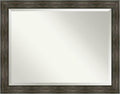Amanti Art Brown Bathroom Mirror for Over Sink, 36x46 Rail Rustic Char Rectangle Vanity Mirror, X-Large Rustic Farmhouse Frame, Hangs Horizonally and Vertically, Bathroom Wall Decor, Beveled Edge