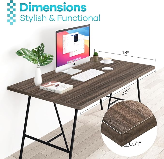 Kaboon Universal Tabletop 40"x18", Solid One-Piece Melamine Table Top, Double L-Desk Floating Desk DIY, Home and Office,Eucalyptus