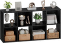 Sweetcrispy 8 Cube Storage Organizer - Open Cube Bookshelf with 4 Removable Back Panels, Display Storage Bookcase for Living Room, Bedroom, Entrance Hall, Home Office，47.7" L×11.6" W×24" H, Black