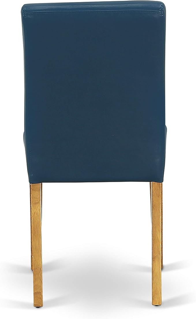 East West Furniture VAAB9-OAK-55 9 Piece Modern Dining Table Set Includes an Oval Wooden Table with Butterfly Leaf and 8 Oasis Blue Faux Leather Parson Dining Chairs, 40x76 Inch, Oak