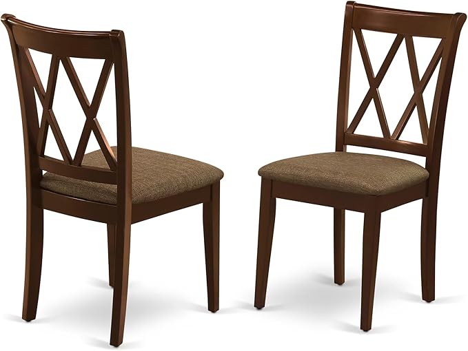 East West Furniture DUCL5-MAH-C 5 Piece Kitchen Table Set for 4 Includes a Rectangle Dining Table and 4 Linen Fabric Dining Room Chairs, 36x60 Inch, Mahogany