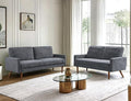 Kent 2 Piece Velvet Sofa and Loveseat Set, European Style with Modern & Vintage Flair, Upholstered 5 Seater Couch, Chic Living Room Furniture Seating for Home, Apartment or Office, Grey
