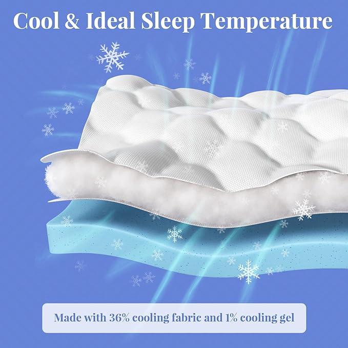 OhGeni Cooling 4 inch Dual Layer Full Mattress Topper, 2 inch Cooling Gel Memory Foam, 2 inch Down Alternative Pillow Top Pad, Mattresses Cover for Bed, Medium Support, Fits 6”-19” Deep Pocket