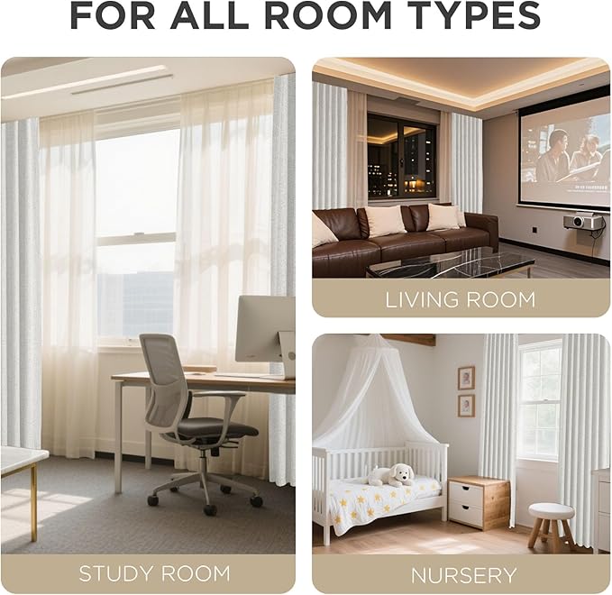 Joydeco 100% Blackout Curtains for Bedroom - Natural Linen Curtains 52" W x 96" L, Thermal Insulated 2 Panels White Light Blocking Drapes, Rod Pocket & Back Tabs, Darkening Privacy for Living Room
