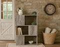 GHC 3 Tier Bookshelf, Wood Decorative Storage Shelving, Modern Freestanding Display Shelves, Tall Book Shelf Unit for Living Room, Bedroom, Office-Gray