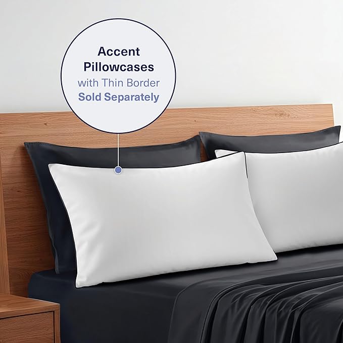 Kickoff Viscose Bamboo Sheets King Size 4-pc 100% Organic Bamboo Viscose Bed Cooling Sheets King Size Set Cool Bedding for hot Sleepers Sheet, Flat, Fitted, Pillowcases (Onyx Black,K)