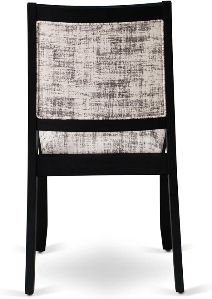 X02X2-2C6-30 4-pc Dining Room Table Set a Rectangular Kitchen Table and a wooden Bench and 2 Wire Brushed Black Polyester Stackable Chair, 39x120 Inch, Wire Brushed Black