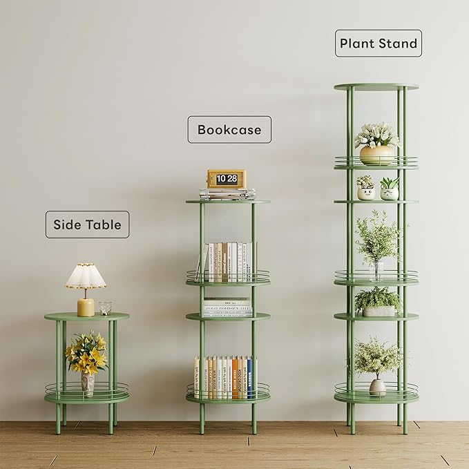 Round Side Table Set of 2,Bedside Table with Storage, Morden Round Nightstand, Samll Side Table for Living Room，Bathroom，Bedroom, Nursery, Laundry, Green