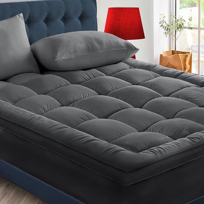 CYMULA Mattress Topper Super Queen Size - Extra Thick Cooling Mattress Pad Cover for Back Pain - Soft Mattress Protector Bed Topper Pillow Top with 8-21 Inch Deep Pocket 3D Snow Down Alternative Fill