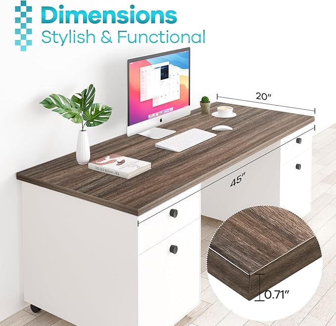 Kaboon Universal Tabletop 45"x20", Solid One-Piece Melamine Table Top, L-Desk Floating Desk DIY, Home and Office, Eucalyptus