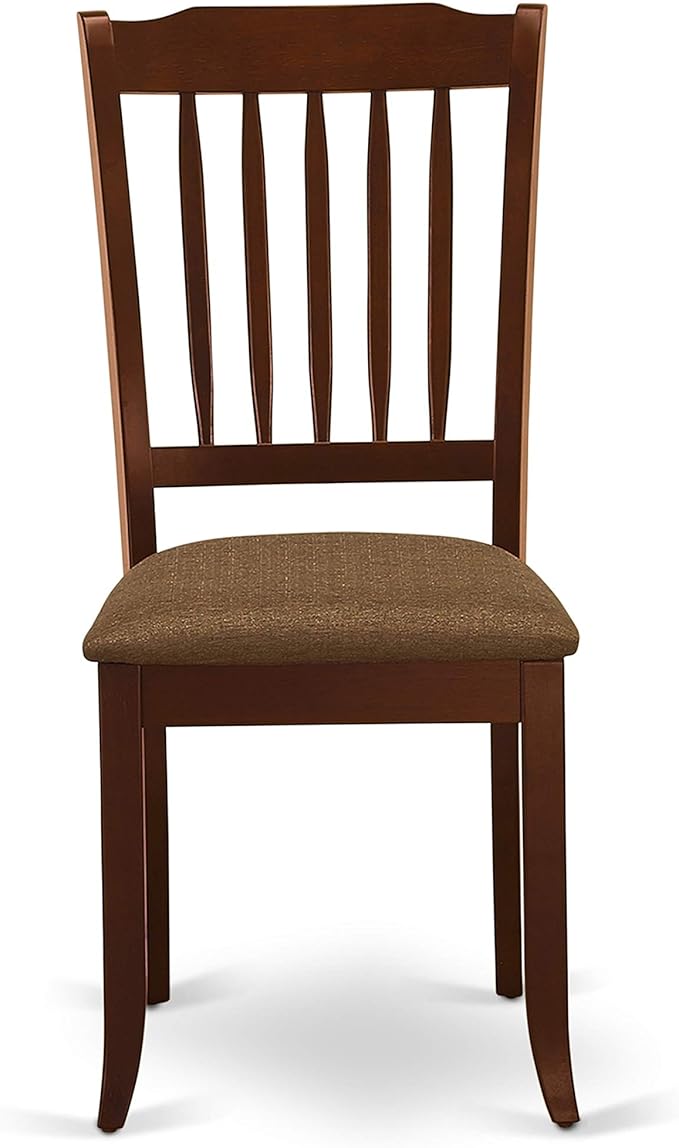East West Furniture HBDA5-MAH-C 5 Piece Dinette Set for 4 Includes a Round Dining Room Table with Pedestal and 4 Linen Fabric Kitchen Dining Chairs, 42x42 Inch, Mahogany