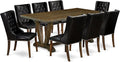 East West Furniture V777FO749-9 9 Piece Dining Room Furniture Set Includes a Rectangle Dining Table with V-Legs and 8 Black Faux Leather Parsons Chairs, 40x72 Inch, Multi-Color
