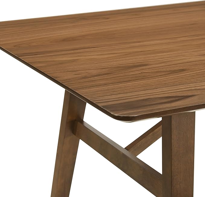 Armen Living Channell Mid Century Modern 5 Piece Walnut Wood Dining Table Set with Charcoal Fabric