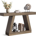 LITTLE TREE 55-Inch Sofa Table with Storage, Farmhouse Console Table for Home, Rectangular Wooden Entryway Furniture for Living Room, Bedroom, Office, Hallway, Mocha