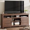 GarveeHome TV Stand for 63 in, Entertainment Center with Adjustable Shelves, Farmhouse TV Stand with Cabinet Doors,for Living Room, Bedroom (Brown, 63)