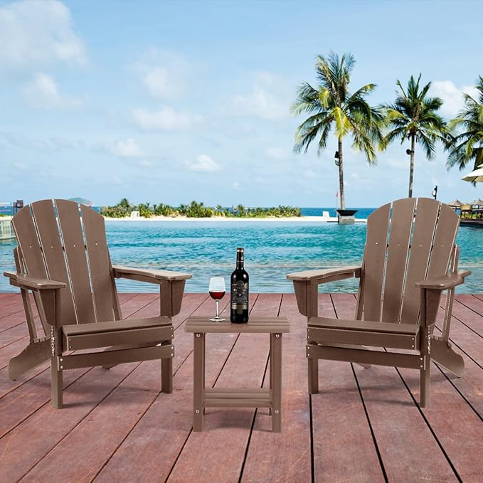 Adirondack Outdoor Side Table, 2-Tier Sturdy Patio End Table Weather Resistant, 16.5" Solid Side Table for Patio, Pool, Porch