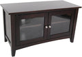 Shaker Cottage TV Stand, Espresso - Modern Style Hardwood and Composite Wood Media Console with Glass Cabinet, Adjustable Shelf, and Cord Management, Easy Assembly, 36"W x 16"D x 20"H