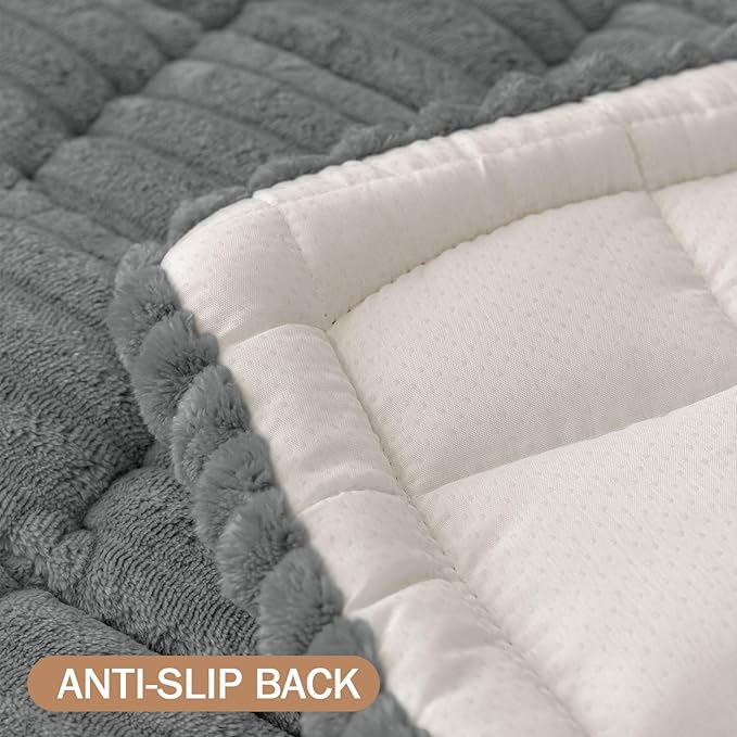 Smiry Couch Cover for Dogs Washable, Non Slip Fuzzy Pet Couch Covers for 3 Cushion Sofa Pet Friendly, Thick Soft Sofa Slipcovers Cushion Protector (Dark Grey, 27.6" x 82.7")