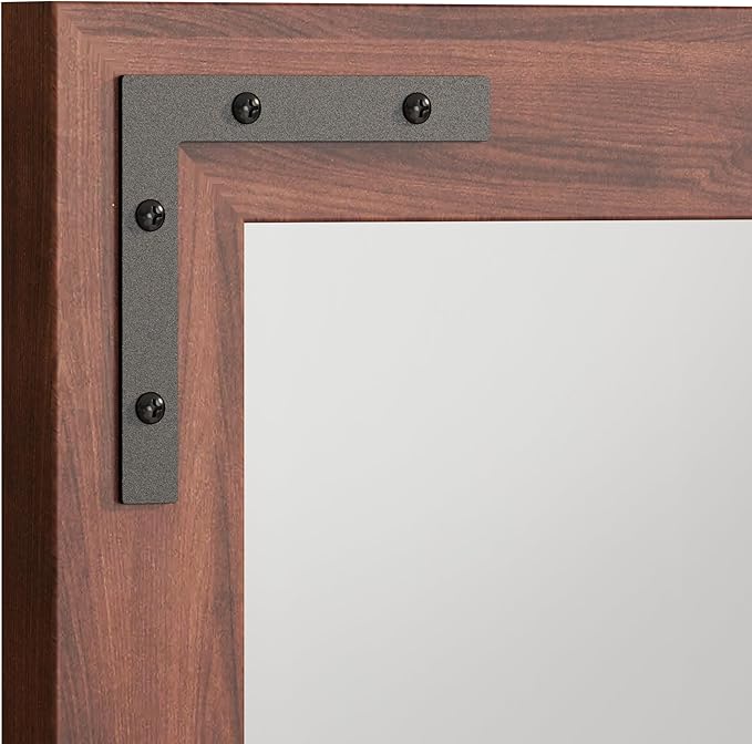 VocalStar Rustic Wood Framed Mirror 28 x 40 Inch, Natural Dark Brown Wooden Rectangle Bathroom Vanity Wall Mirror for Farmhouse Boho Decor, 1/4-inch Shatterproof Glass | Waterproof