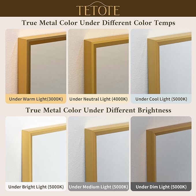TETOTE Brushed Gold Bathroom Mirror 20" x 30" Brushed Gold Brass Rectangle Beveled Framed Bathroom Vanity Mirror for Over Sink, Tempered Glass, Modern Farmhouse Bedroom, Entryway, Living Room