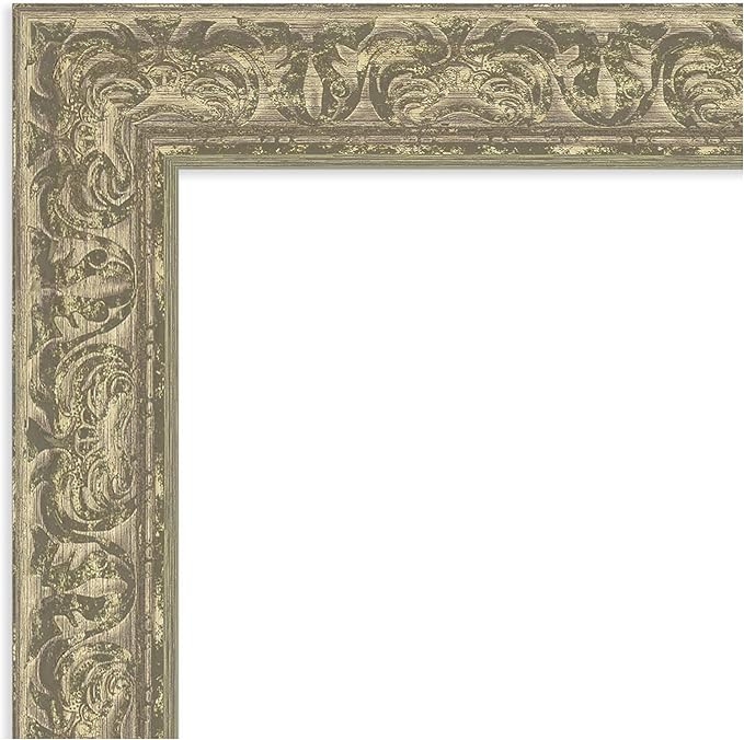 Amanti Art Silver Bathroom Mirror for Over Sink, 31x25 Luxe Antique Silver Rectangle Vanity Mirror, Medium Traditional Frame, Hangs Horizonally and Vertically, Bathroom Wall Decor, Beveled Edge