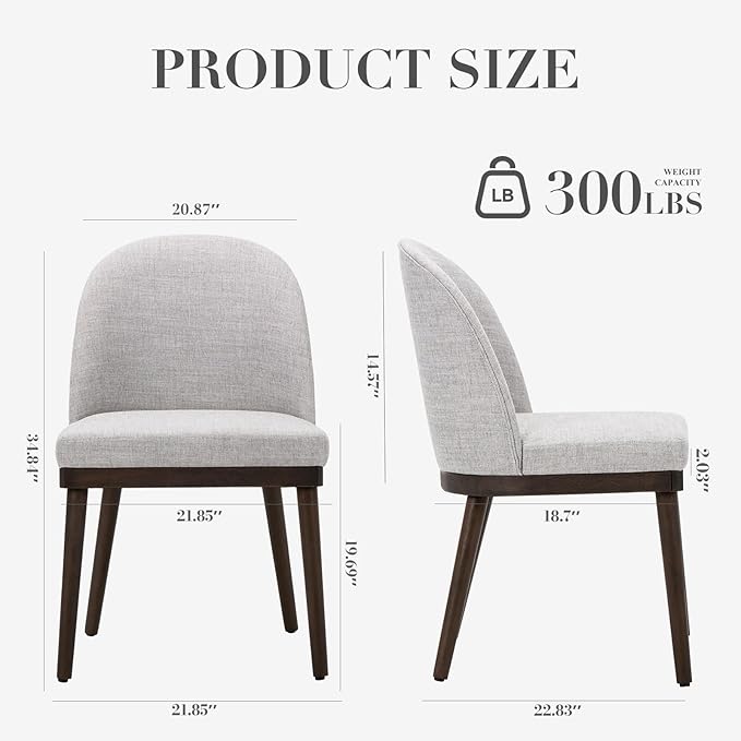 COLAMY Upholstered Dining Chairs Set of 4, Wooden Kitchen Chairs with Open Back, Modern Dining Room Chairs with Wood Frame, Dinner Side Chairs for Dining Room Kitchen Restaurant, Dark Grey