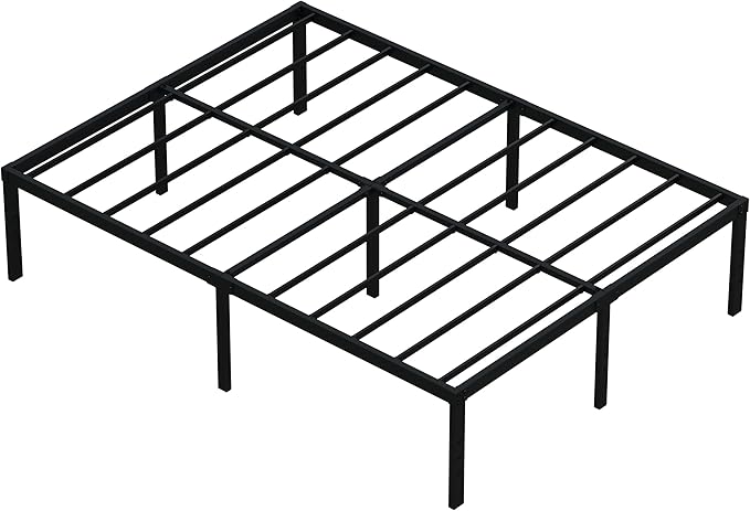 18 Inch King Bed Frame Heavy Duty Metal Platform King Size Bed Frames with High Storage, Eassy Assembly 3,500 Lbs Heavy Duty Bedframes, Black