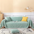 HANDONTIME Couch Cover for Sectional Sofa L Shape Light Green Cute Chenille Pet Couch Cover with Lace, Machine Washable, 71" X150