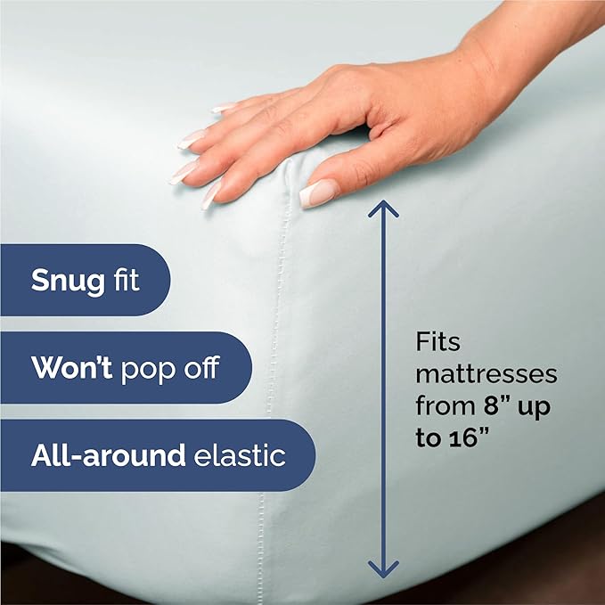 King Size 4 Piece Sheet Set - Comfy Breathable & Cooling Bed Sheets Set - Hotel Luxury Bedding for Women, Men, Kids, Teens, Boys & Girls - Deep Pockets, Ultra-Soft, Wrinkle Free - Oeko-Tex - Ice Blue