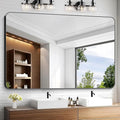 KOCUUY Black Bathroom Mirror 60"x40", Large Vanity Mirror with Rounded Corner, Metal Black Frame with Mordern Design for Bathroom, Living Room, Entryway, Hang Horizontal/Vertical