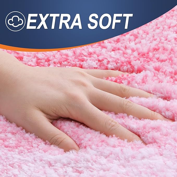 OLANLY Bathroom Runner Rugs 47x24, Extra Soft Absorbent Microfiber Bath Rugs, Rubber Backing, Quick Dry, Machine Washable Bath Mats for Bathroom Floor, Tub and Shower, Home Decor Accessories, Pink