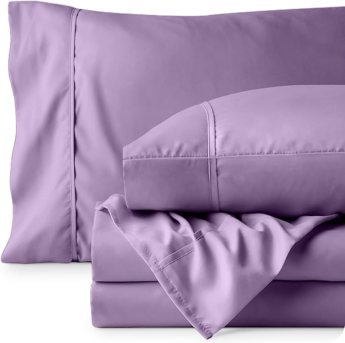 Bare Home Twin Sheet Set - 1800 Ultra-Soft Microfiber Twin Bed Sheets - Double Brushed - Deep Pockets - Easy Fit - Extra Soft - 3 Piece Set - Bedding Sheets & Pillowcases (Twin, Lavender)