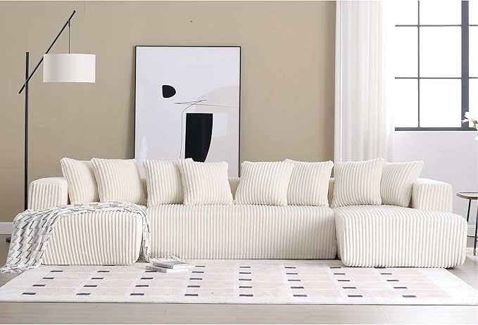 Free Combination Cloud Boneless Modular Sectional Sofa with Chaise Lounge,Modern Minimalist Upholstered Couches, Oversized U Shaped Lounge Sofa Couch w/ 8 Pillows